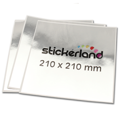 Square Stickers in Glossy Silver CMYK