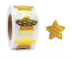 Bløde afrundede Guld Stjerne Hologram Klistermærker, 25mm, 500 stk. 