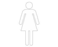 Ladies toilet sticker large white pictogram