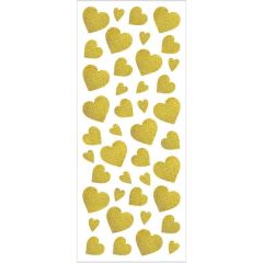 Glitter Gold Heart Stickers Sheet (84 pcs.)