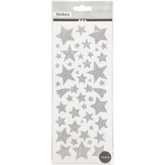 Glitter Silver Star Sticker Sheet