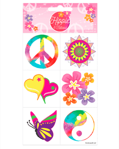 Hippie festival tattoos on sheet 6 designs x 100 pcs