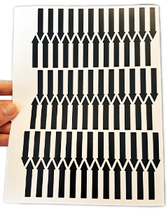 Sorte pile klistermærker på ark 9 x 37 mm