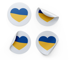 Sheet of Ukraine Heart Stickers